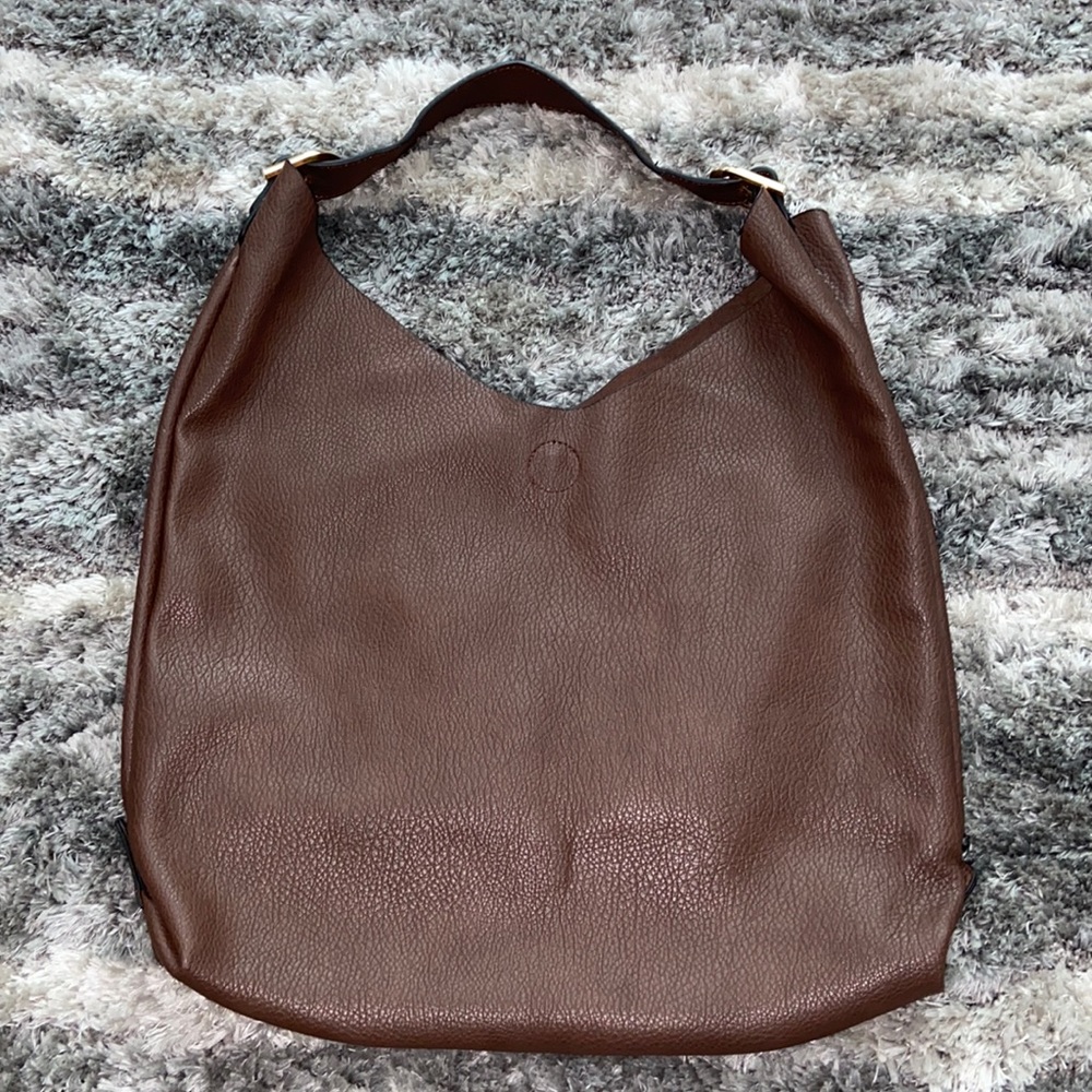 Hobo Tote Brown Leather Bag and Gold Hardware